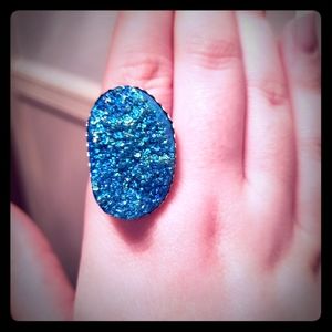 Blue & Green Druzy Ring